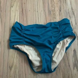 J. Crew high waisted ruched bottoms small aqua